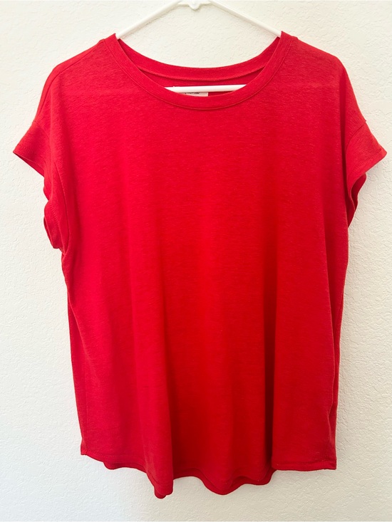 Madewell Tops - Madewell Orange Red Linen Blend Oversized Crewneck Tee Medium Slouchy Boho
